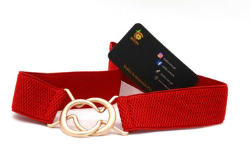 Red Interloop Leather Elastic Belt